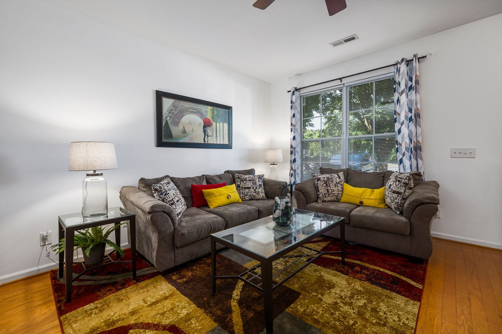 A bright living room in a rental apartment